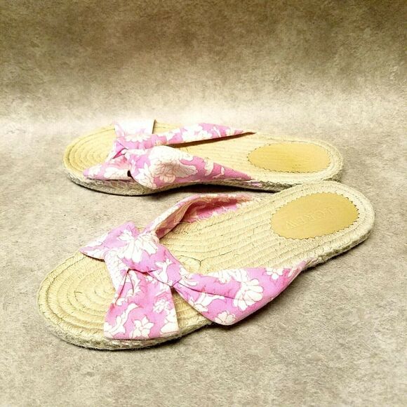 J. Crew Womens   Size 6 Pink  Fabric Slide Floral Espadrille Sandals - Picture 7 of 10